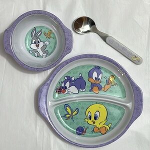 Vintage Baby Looney Tunes 3 Piece Dinnerware Set